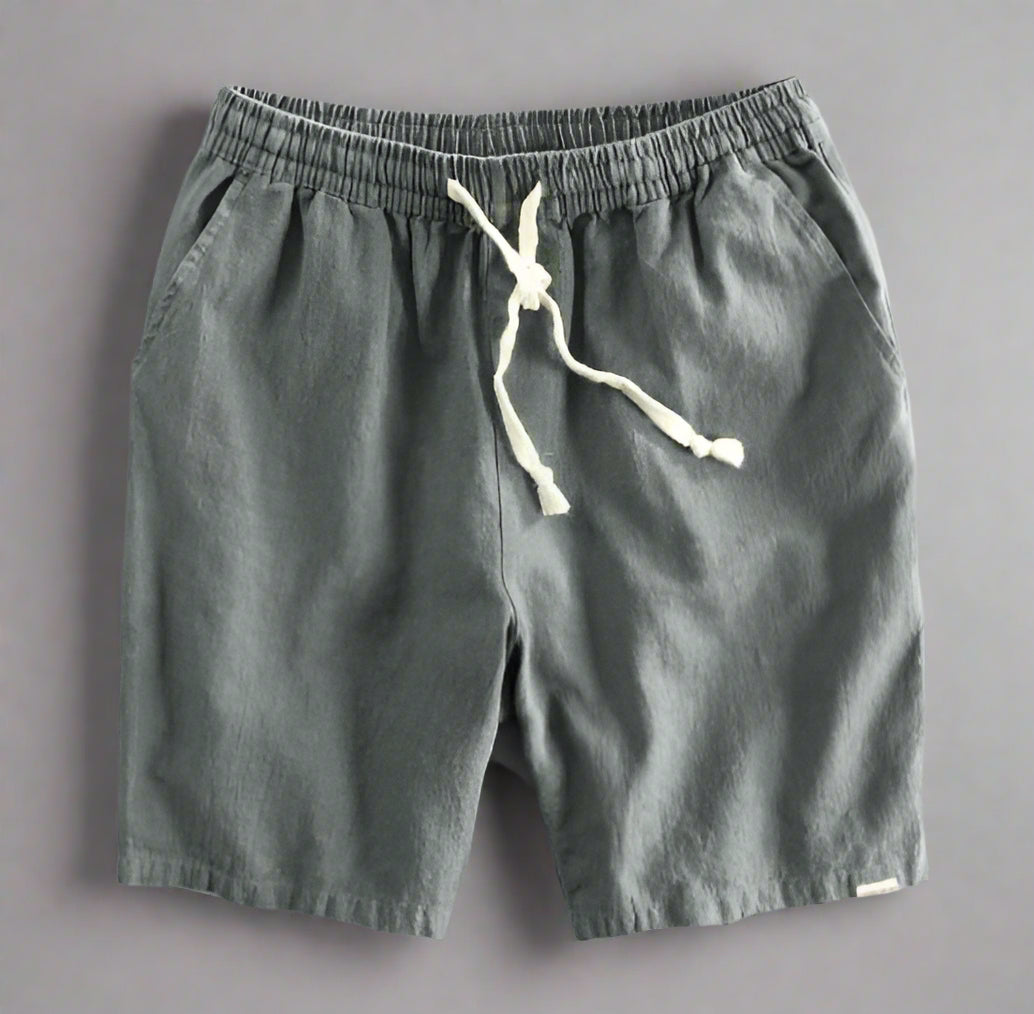 Charcoal Linen Drawstring Shorts