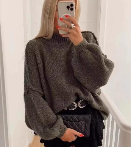 Neutral Knit Mock Neck Sweater