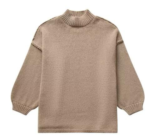 Neutral Knit Mock Neck Sweater