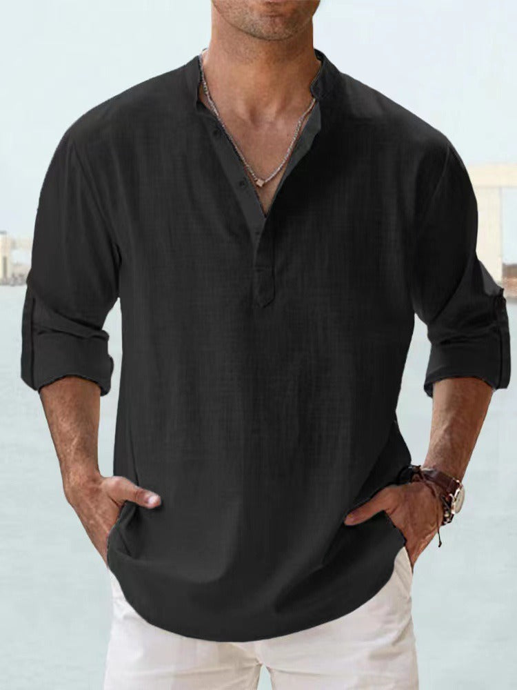Linen-Blend Beach Popover
