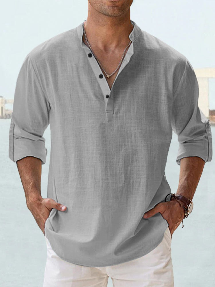Linen-Blend Beach Popover