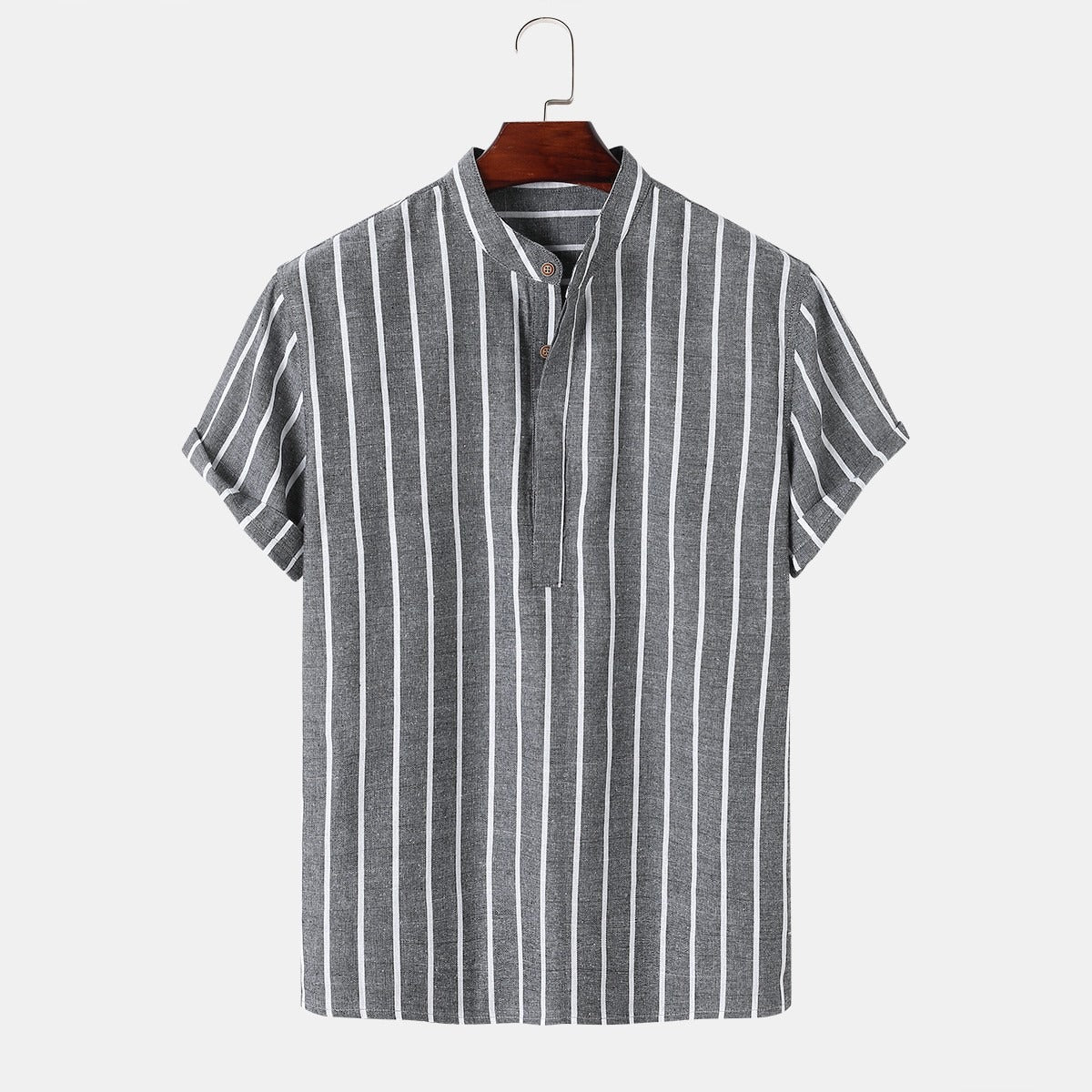 Men’s Striped Linen Collar Shirt