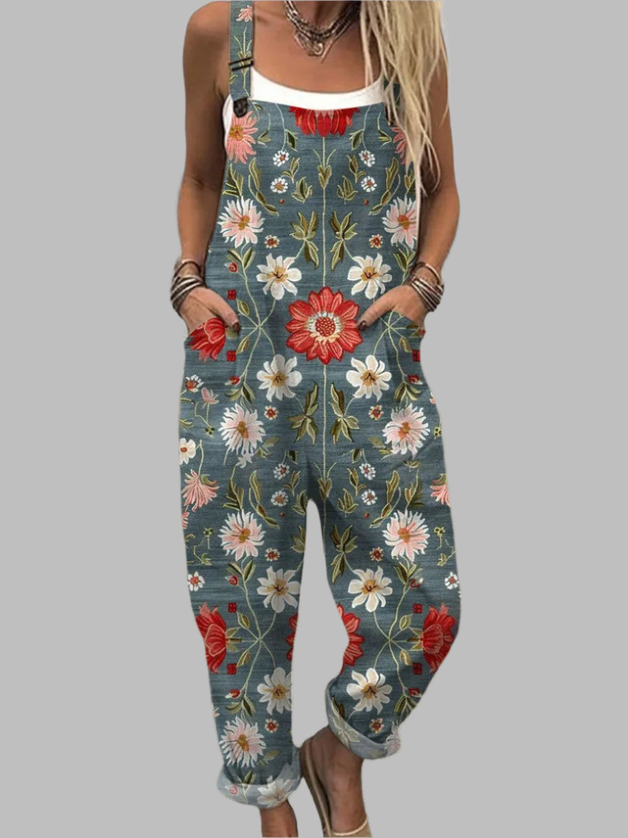 Women’s Floral Print Overalls