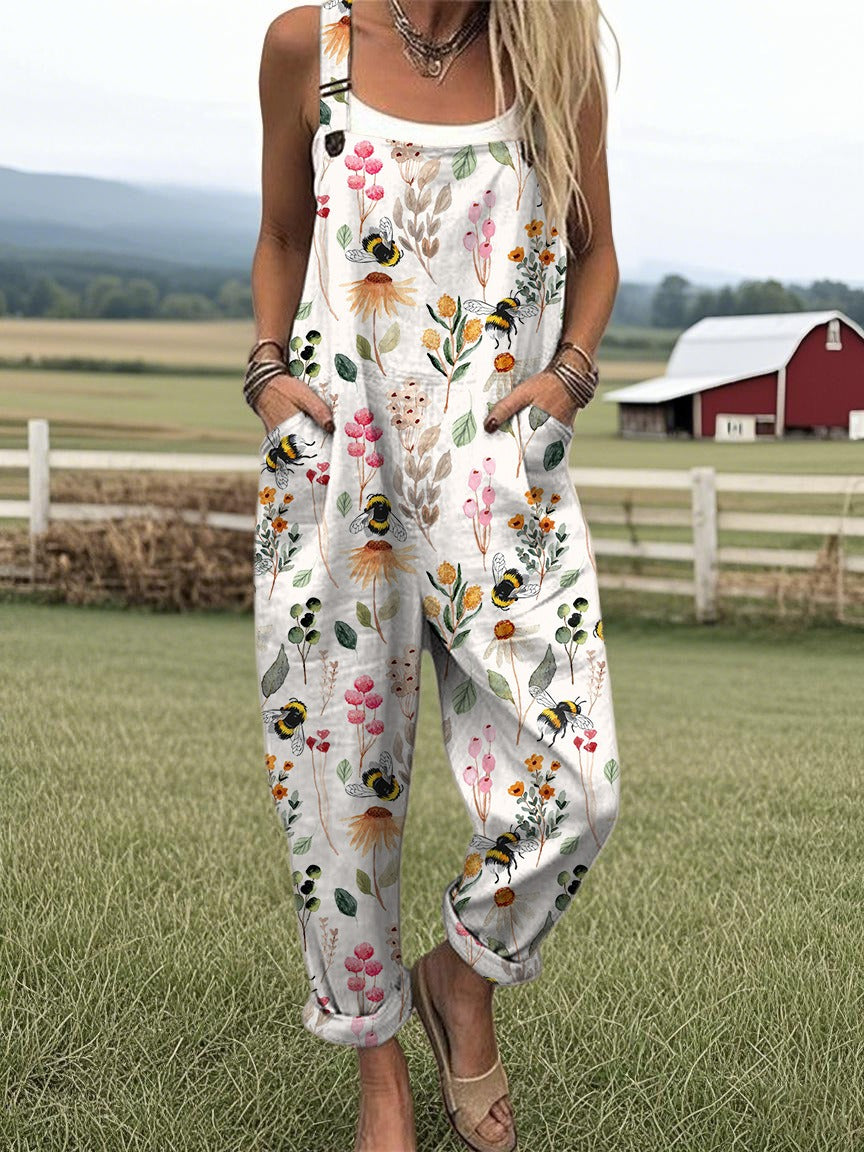 Women’s Floral Print Overalls
