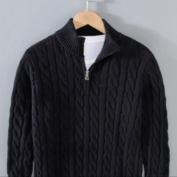 Noir Cable Half-Zip Sweater