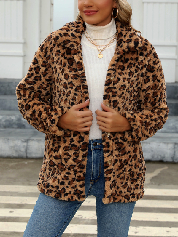 Leopard Print Faux Fur Jacket