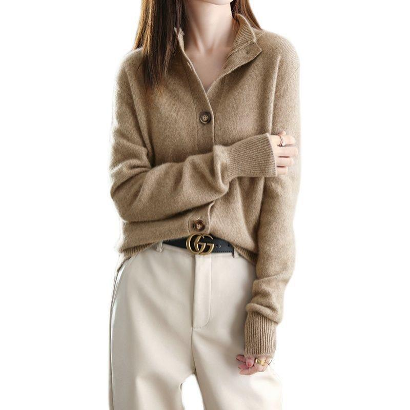 Beige Cashmere-Blend Cardigan