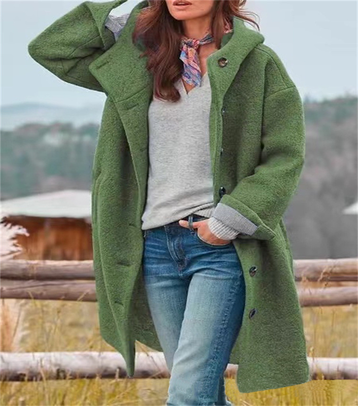 Oversized Green Wool Blend Coat