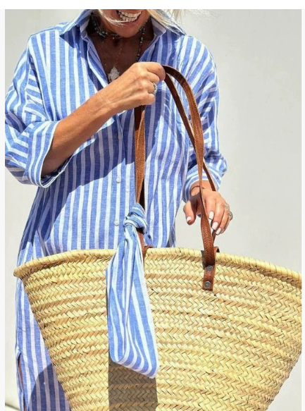 Striped Button-Up Shirt Dress