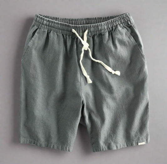 Charcoal Linen Drawstring Shorts