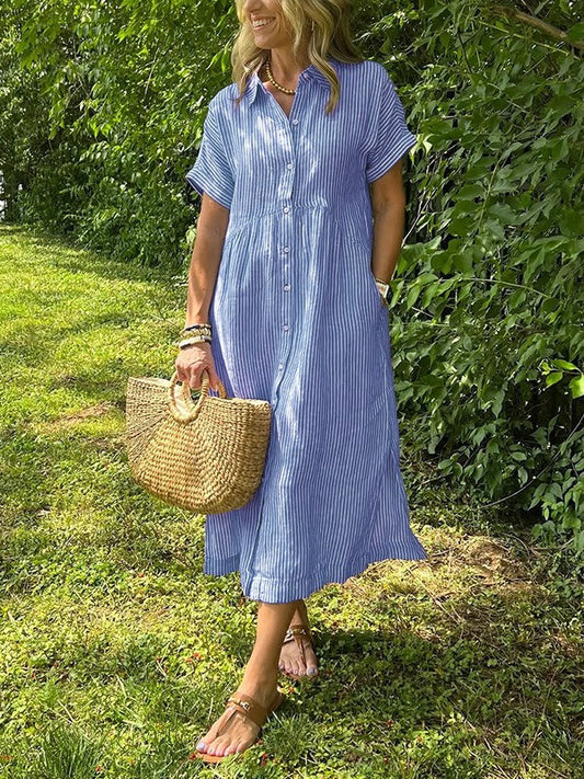 Seaside Stripes Button Dress