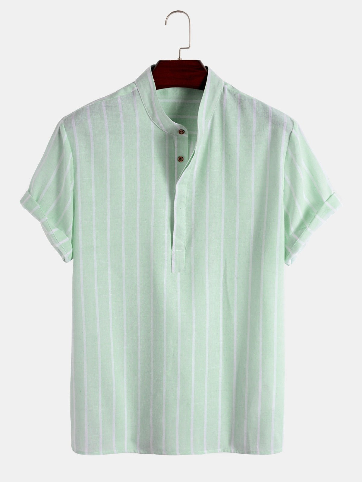 Men’s Striped Linen Collar Shirt