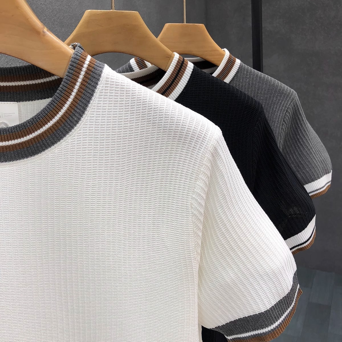 Men’s White Knit Polo T-Shirt with Contrast Trim