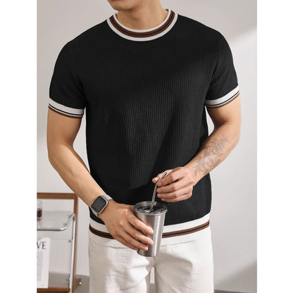 Men’s White Knit Polo T-Shirt with Contrast Trim
