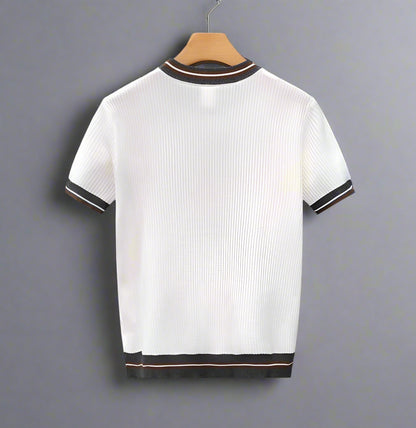 Men’s White Knit Polo T-Shirt with Contrast Trim