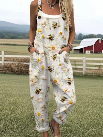 Women’s Floral Print Overalls