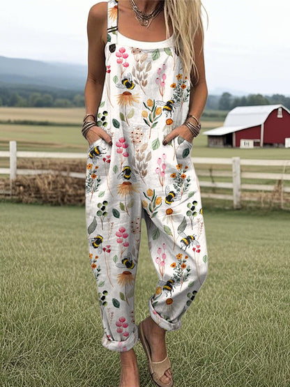 Women’s Floral Print Overalls