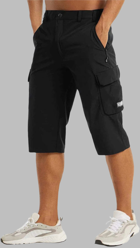 Men’s Black Long Cargo Shorts