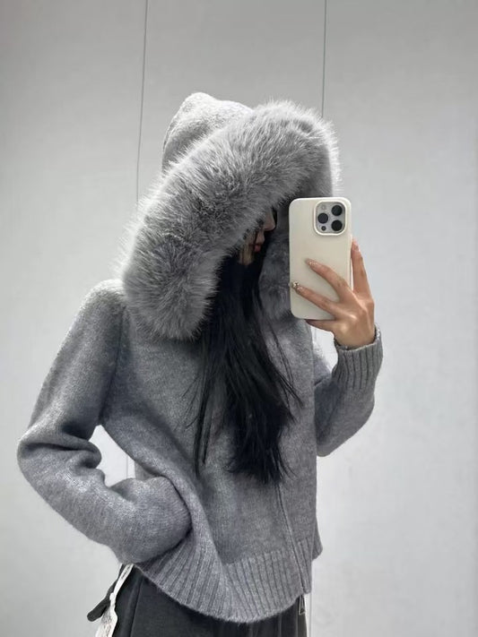Luxe Frost Knit Hoodie