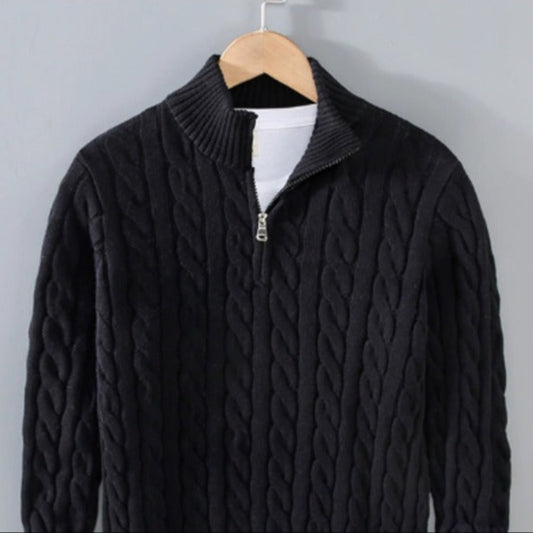 Noir Cable Half-Zip Sweater