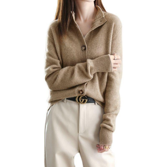 Beige Cashmere-Blend Cardigan