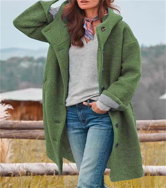 Oversized Green Wool Blend Coat