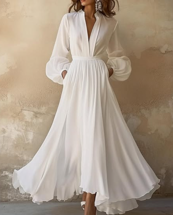 Ethereal White Chiffon Maxi Dress