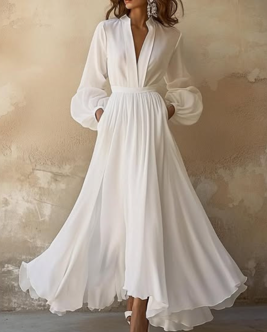 Ethereal White Chiffon Maxi Dress